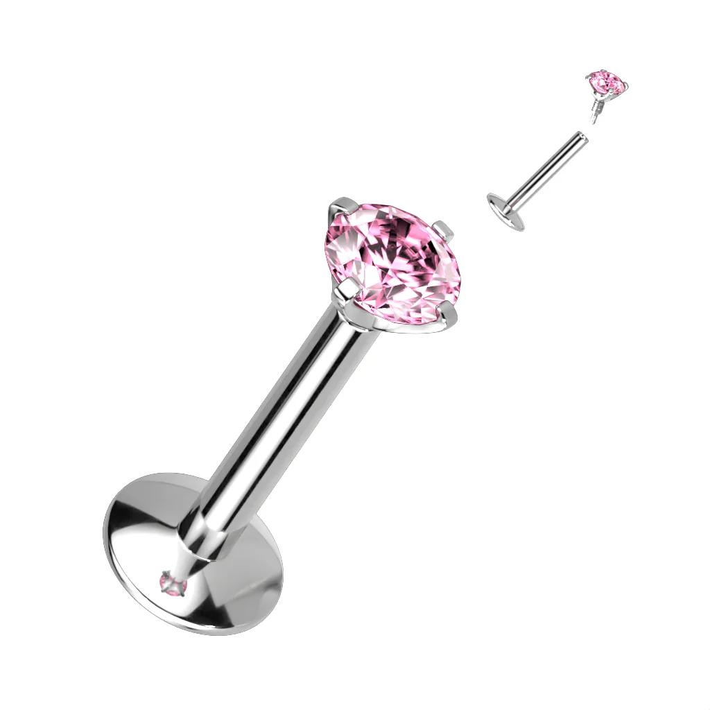 Implant Titanium Prong Set CZ Ball Lip Labret Tragus 16G - Image 6