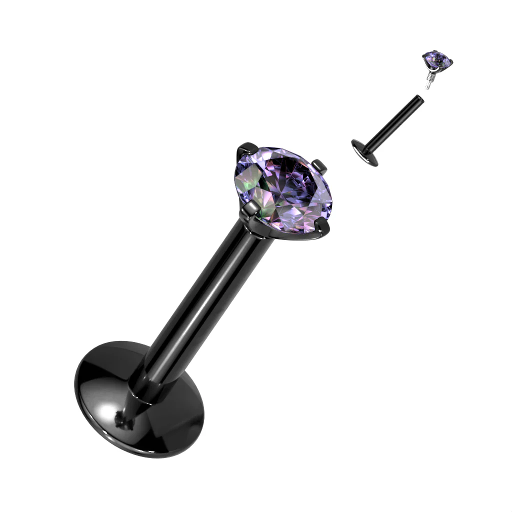 Implant Titanium Prong Set CZ Ball Lip Labret Tragus 16G - Image 7