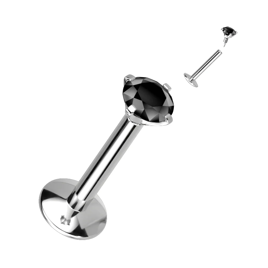 Implant Titanium Prong Set CZ Ball Lip Labret Tragus 16G - Image 8