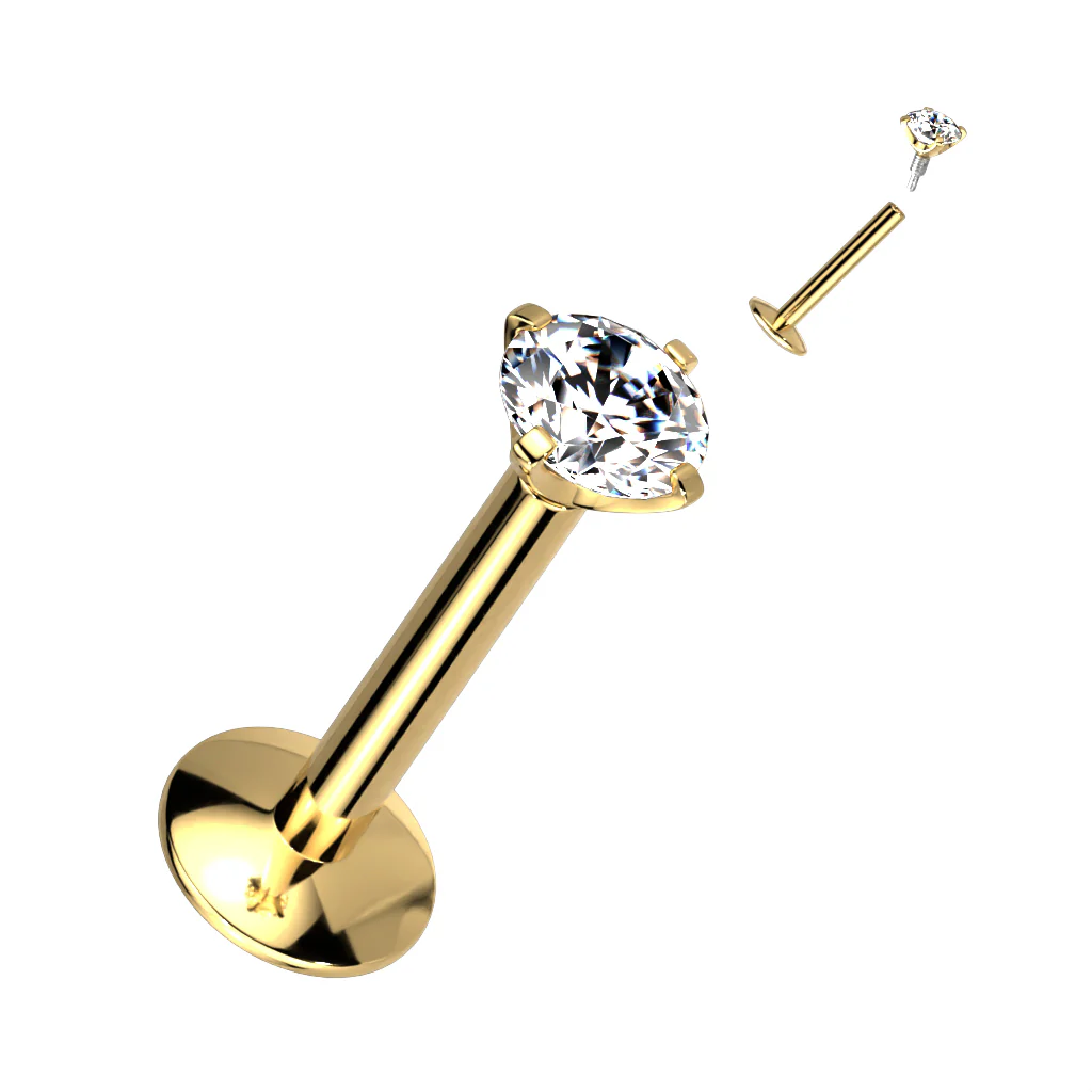 Implant Titanium Prong Set CZ Ball Lip Labret Tragus 16G - Image 9
