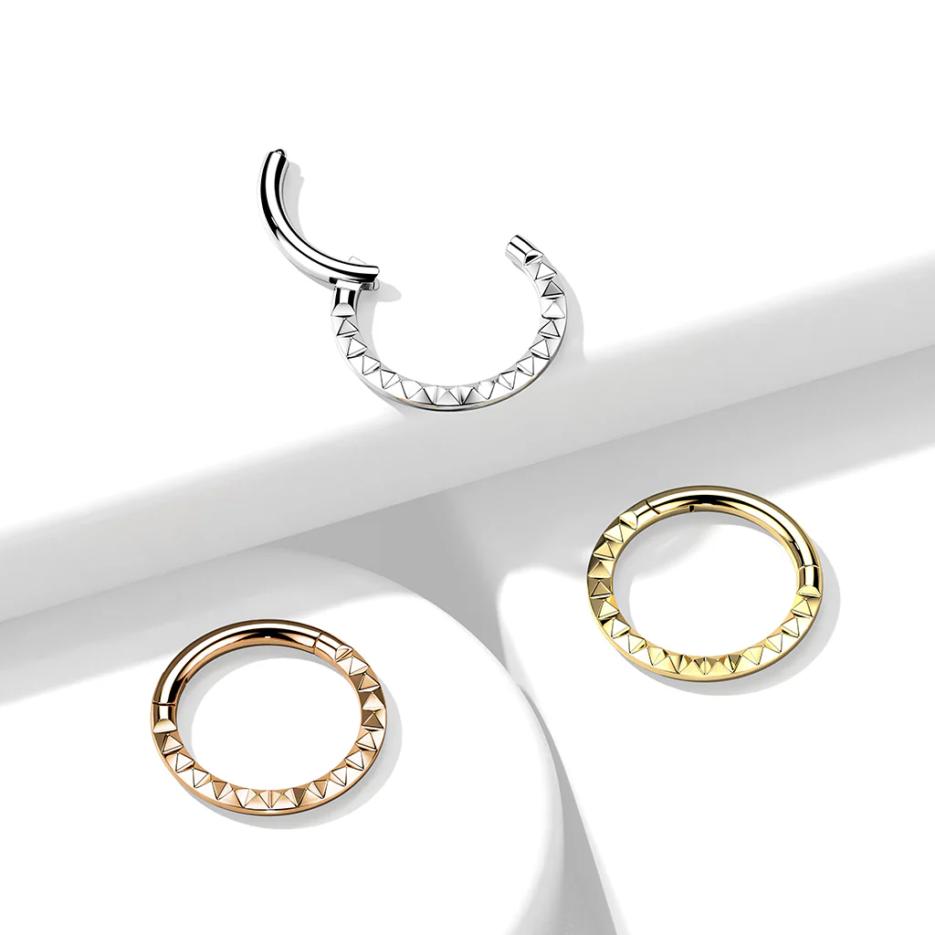 Titanium Hinged Segment Hoop Ring Studded For Nose Septum Cartilage - Image 5