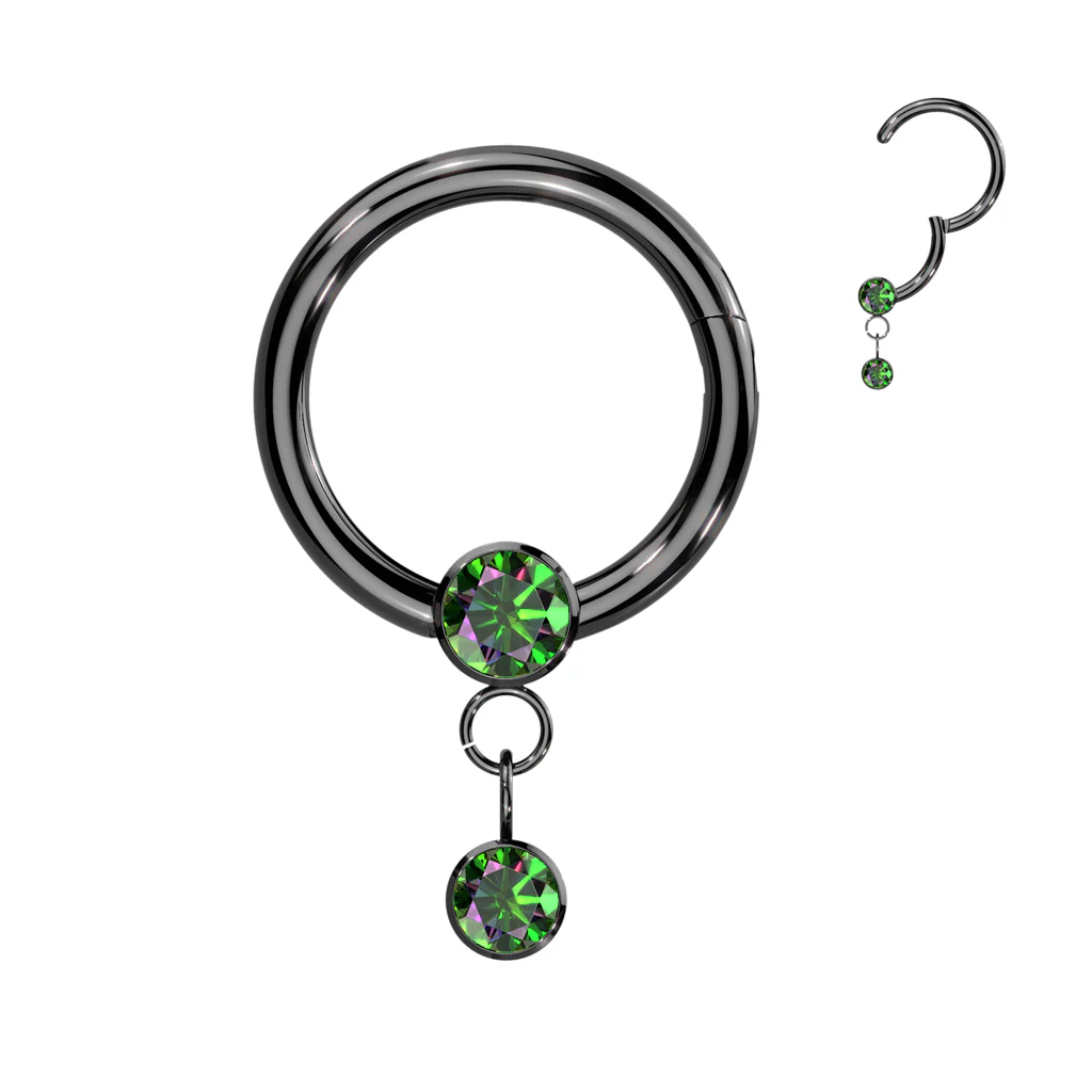 Titanium Hinged Segment Hoop Ring CZ Dangle For Nose Septum Cartilage - Image 4