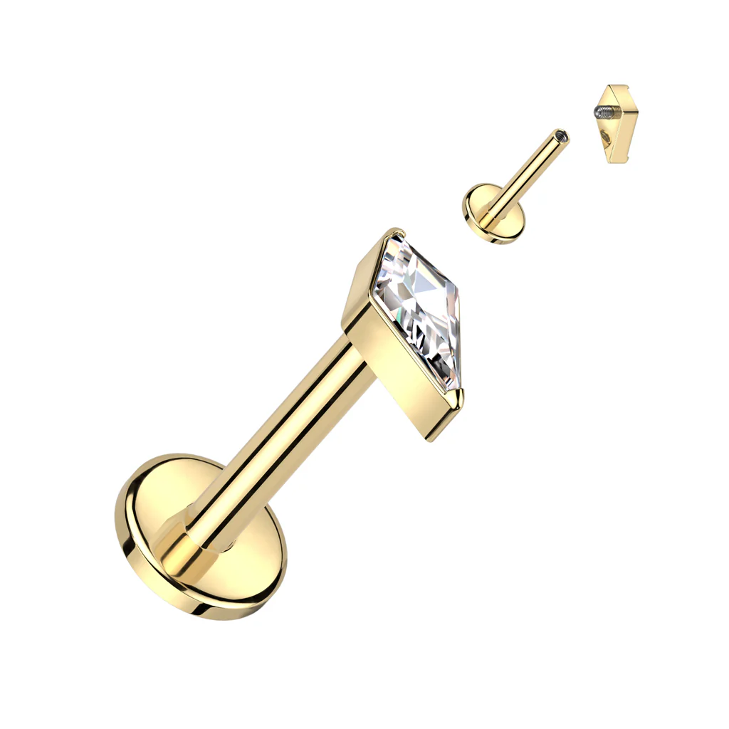 Implant Titanium Diamond Shape CZ Spear Lip Labret - Image 3