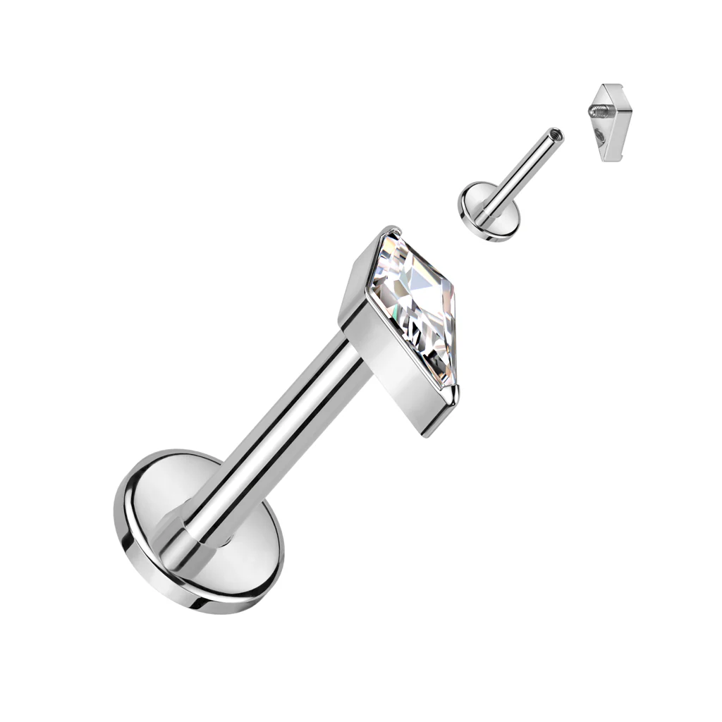 Implant Titanium Diamond Shape CZ Spear Lip Labret - Image 4