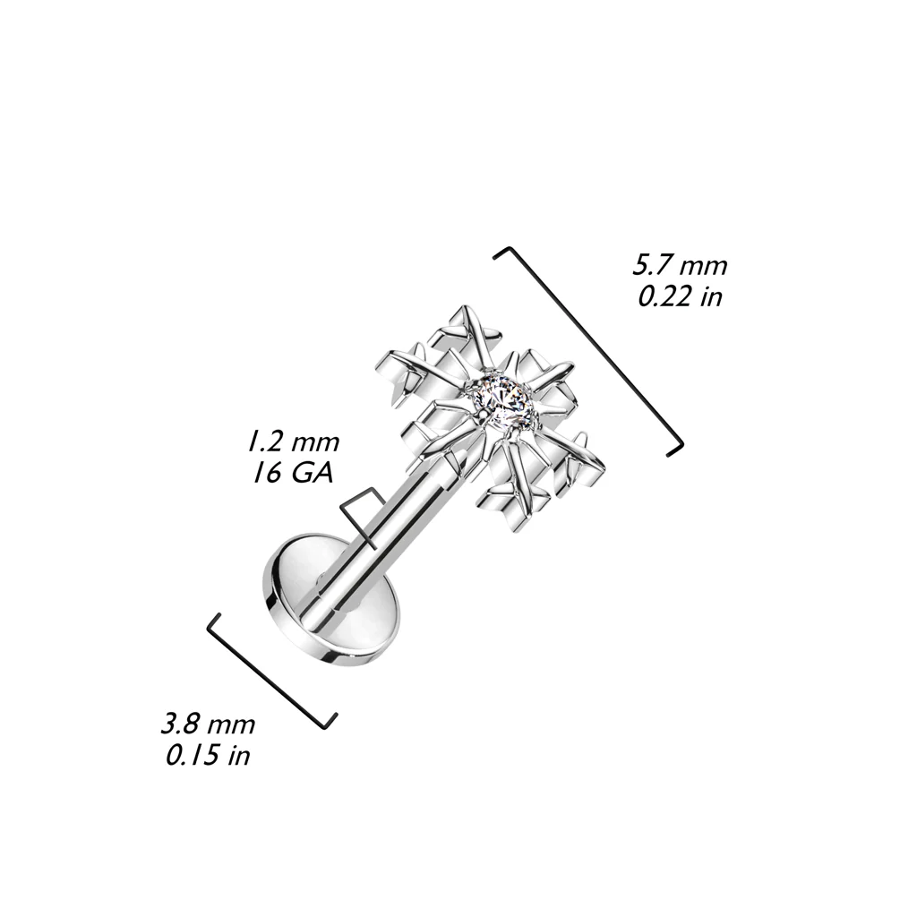 Implant Titanium Snowflake CZ Center Lip Labret - Image 2