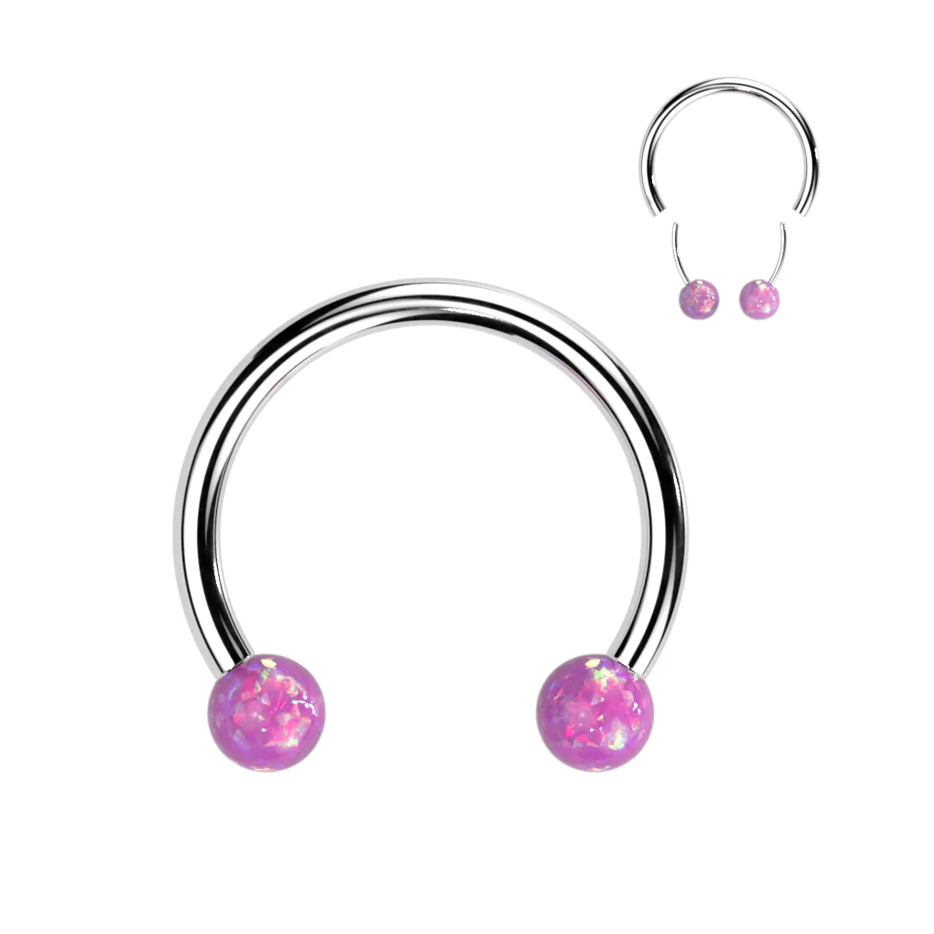 Implant Titanium 3mm Opal Ball Horseshoe Circular Barbells - Image 4