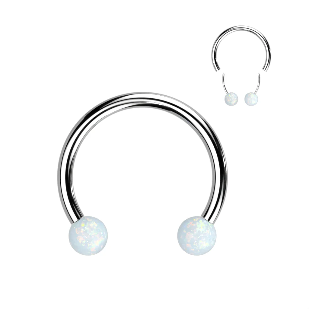 Implant Titanium 3mm Opal Ball Horseshoe Circular Barbells - Image 5