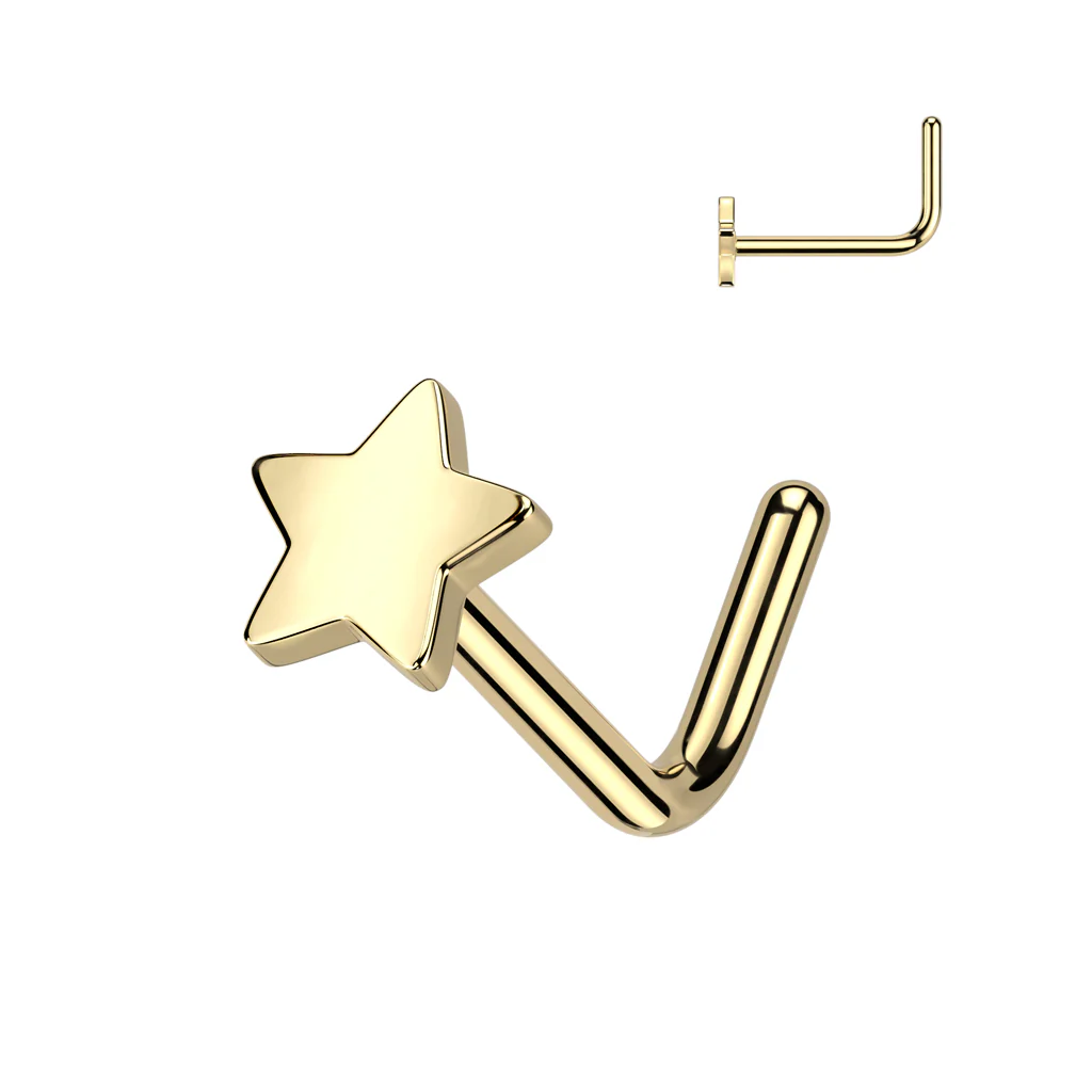 Implant Titanium Star Top L Bend Nose Stud Ring - Image 5
