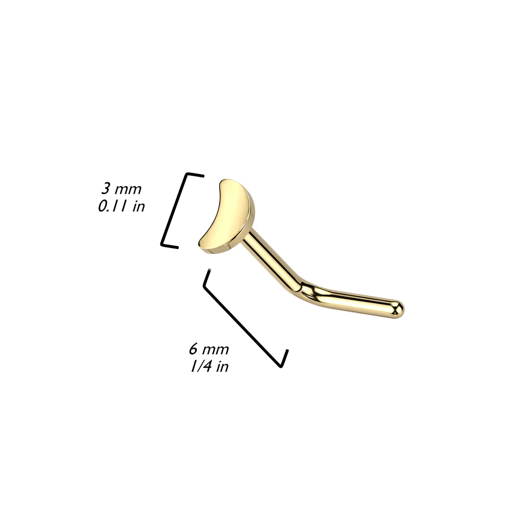 Implant Titanium Flat Crescent Moon L Bend Nose Stud Ring