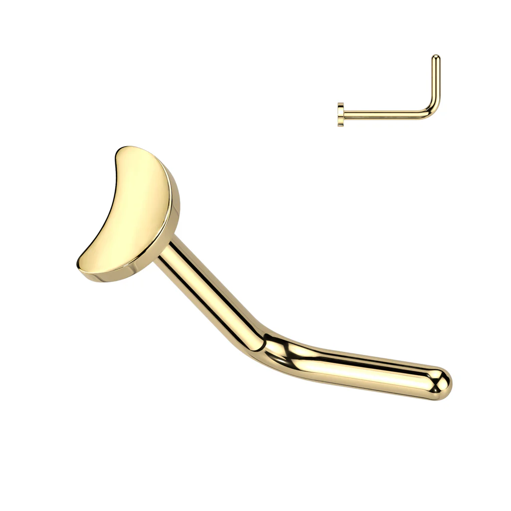 Implant Titanium Flat Crescent Moon L Bend Nose Stud Ring - Image 5
