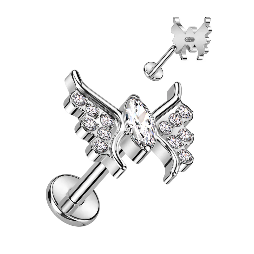 Titanium CZ Butterfly Top Lip Labret Ear Cartilage Tragus - Image 3