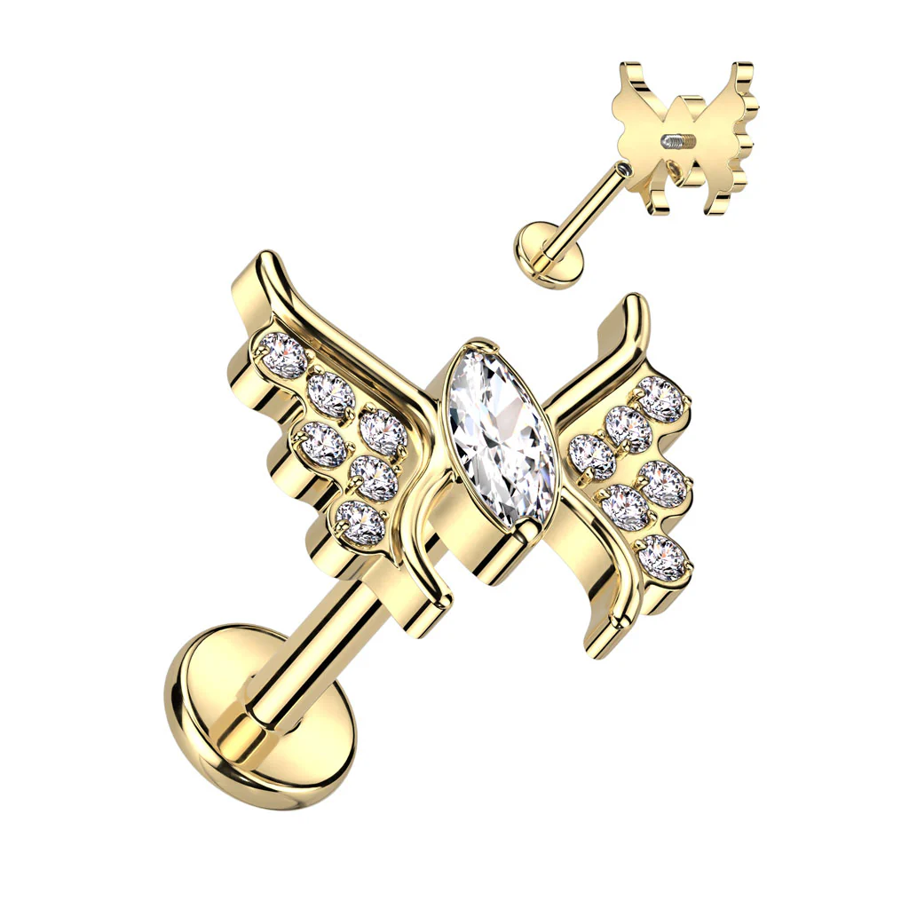Titanium CZ Butterfly Top Lip Labret Ear Cartilage Tragus - Image 4
