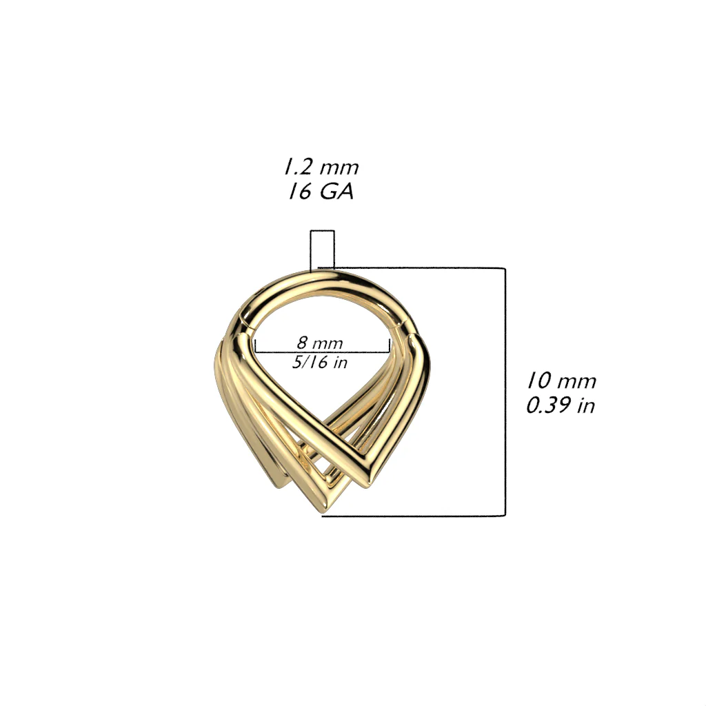 Titanium Hinged Segment Hoop Ring Triple Chevron For Nose Septum Cartilage - Image 2