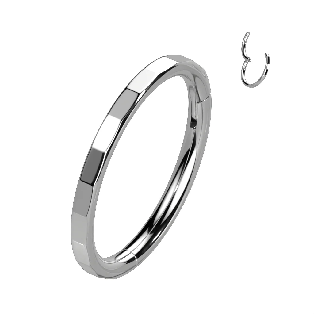 Titanium Hinged Segment Hoop Ring Facets For Nose Septum Cartilage - Image 3