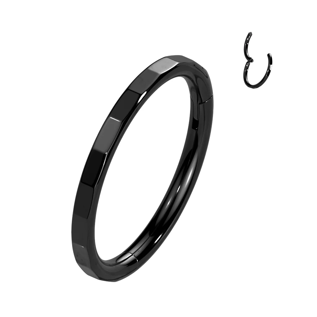 Titanium Hinged Segment Hoop Ring Facets For Nose Septum Cartilage - Image 5