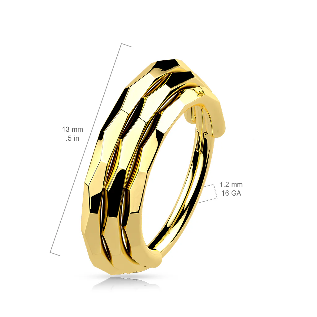 Titanium Hinged Segment Hoop Ring Faceted Sides For Nose Septum Cartilage - Image 2