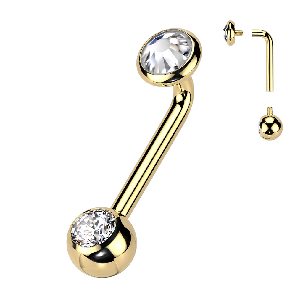 Titanium L Bent Christina Piercing Jewelry With Bezel CZ Set Top - Image 3