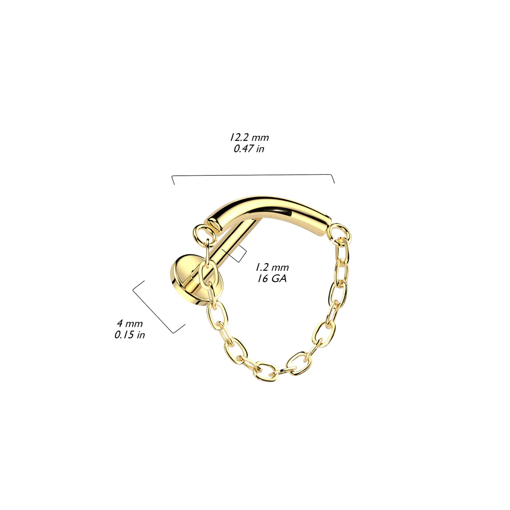 Implant Titanium Chain Lined Curved Bar Lip Labret - Image 2