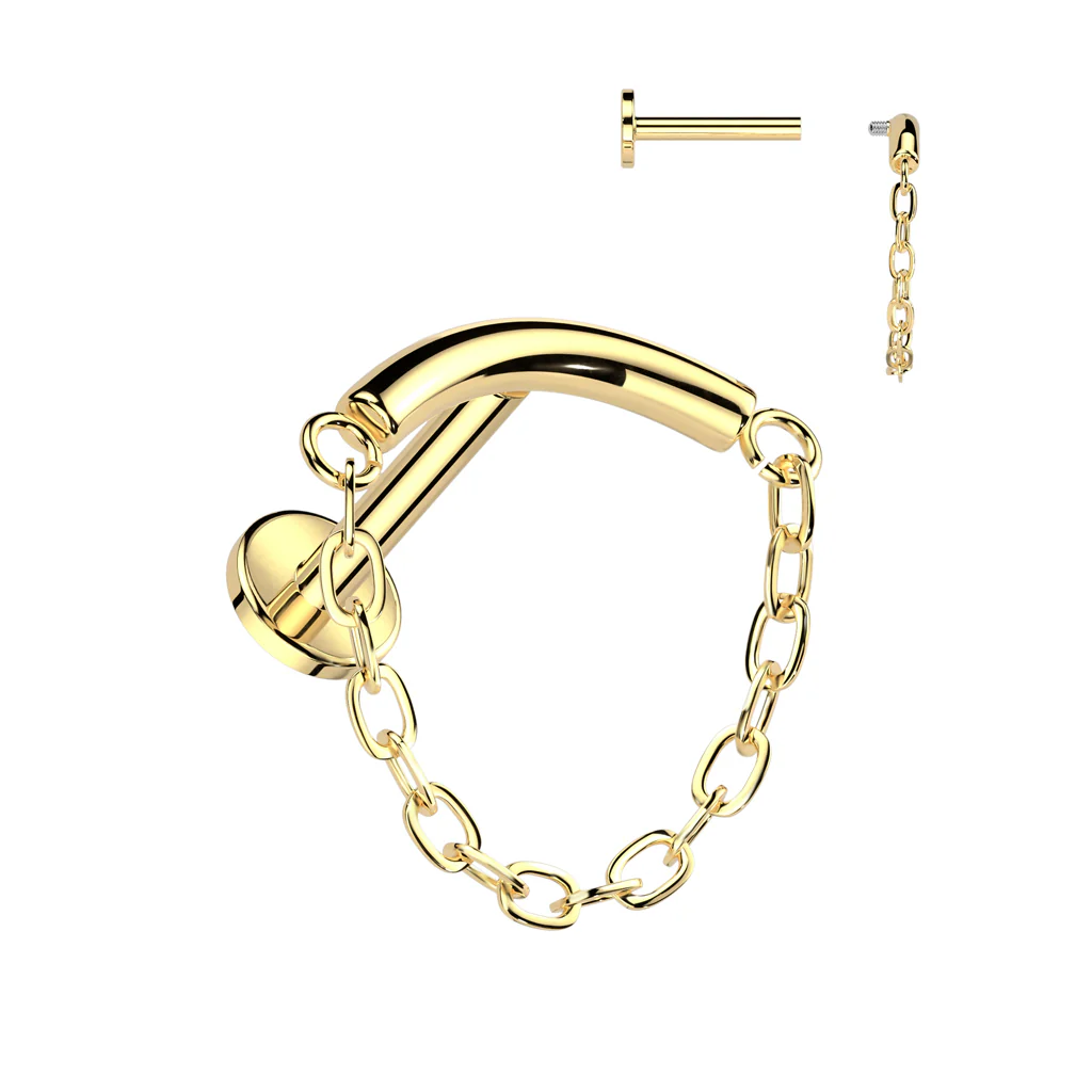 Implant Titanium Chain Lined Curved Bar Lip Labret - Image 5
