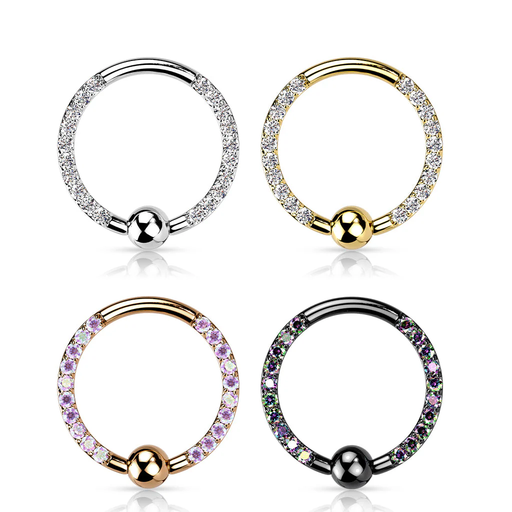 4 Pc Implant Titanium Pave CZ Each Side Captive Bead Rings - Image 2