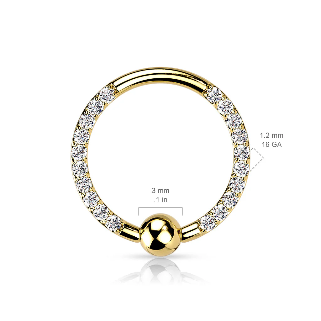 4 Pc Implant Titanium Pave CZ Each Side Captive Bead Rings - Image 3