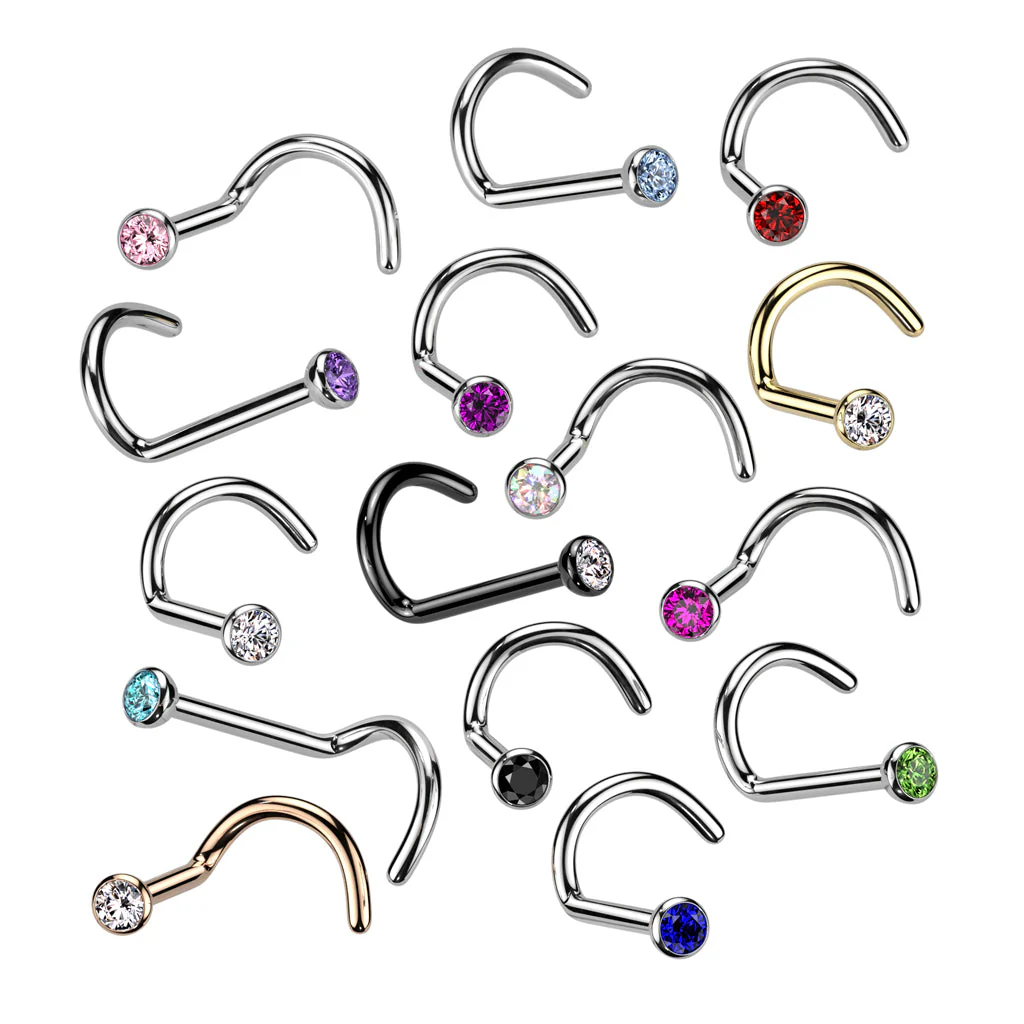 Implant Titanium Press Fit CZ Nose Screw Ring 20GA