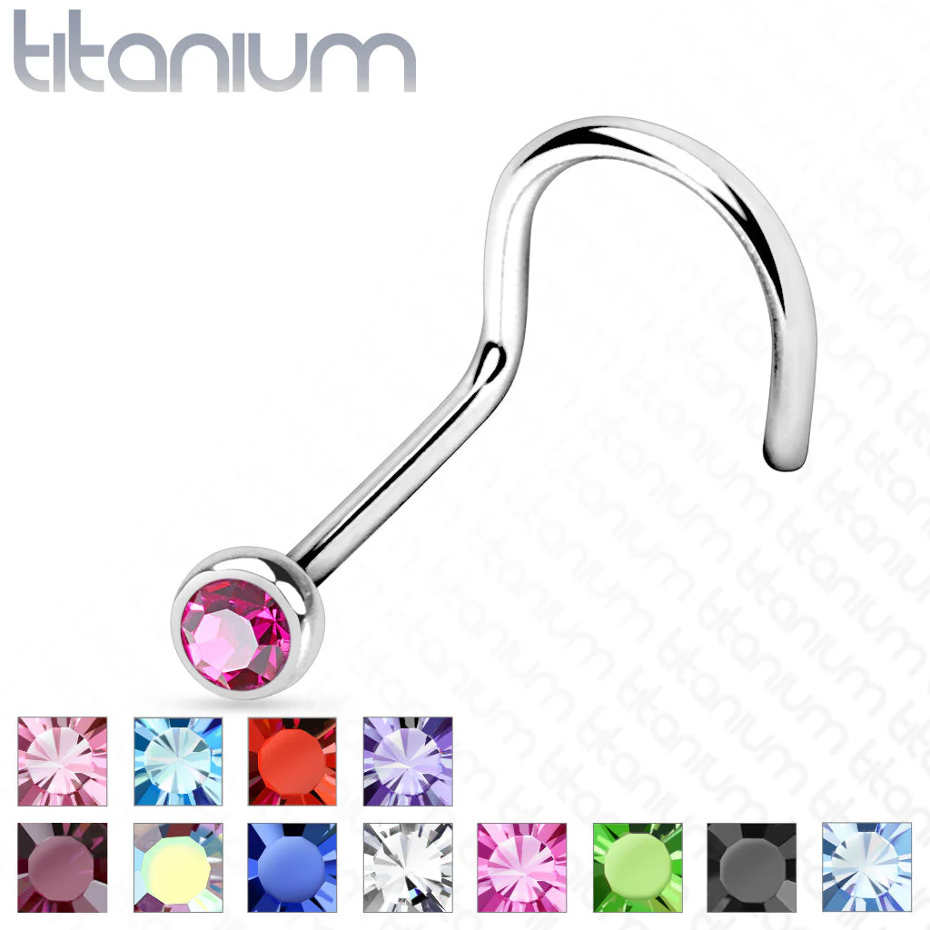Implant Titanium Press Fit CZ Nose Screw Ring 20GA - Image 2