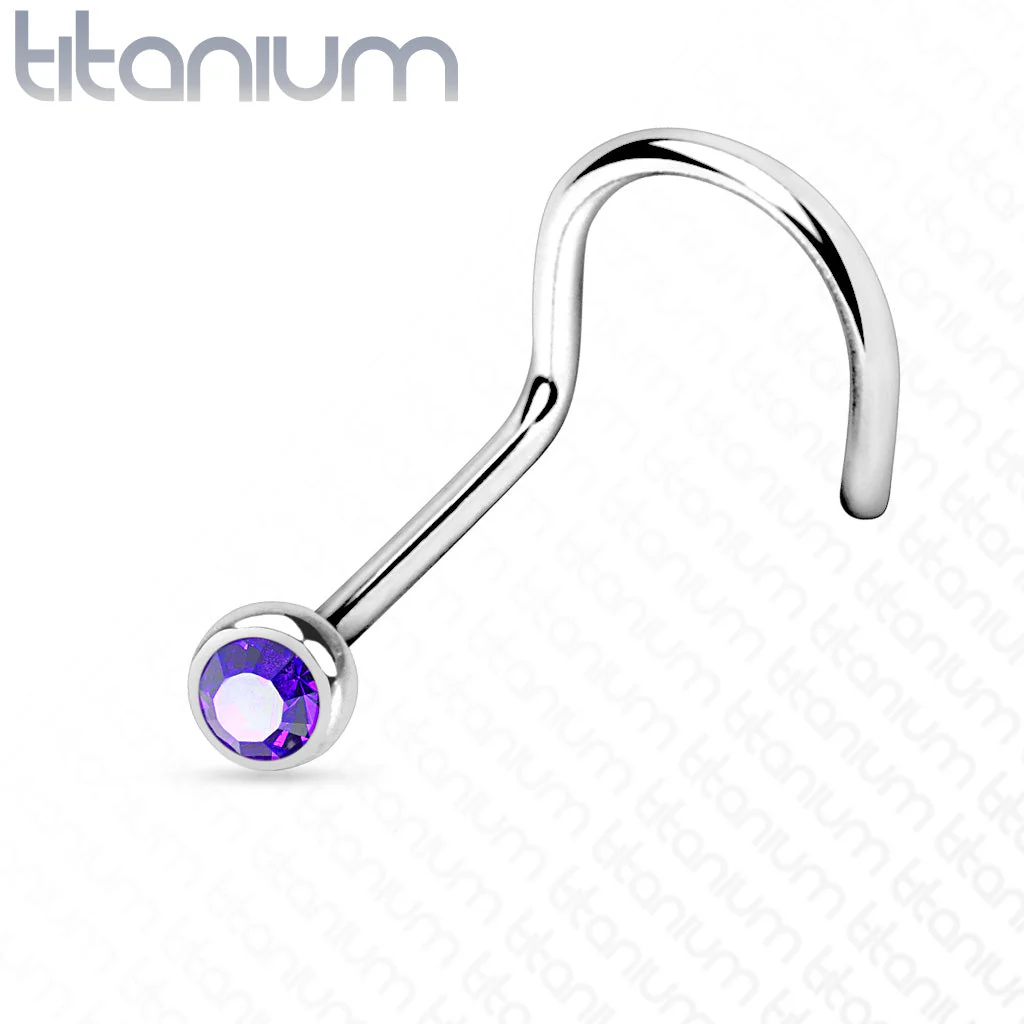 Implant Titanium Press Fit CZ Nose Screw Ring 20GA - Image 4