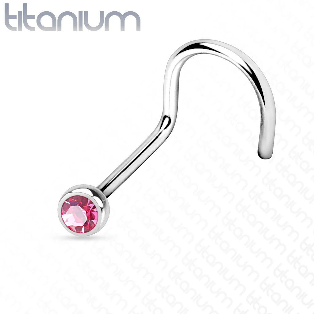 Implant Titanium Press Fit CZ Nose Screw Ring 20GA - Image 7