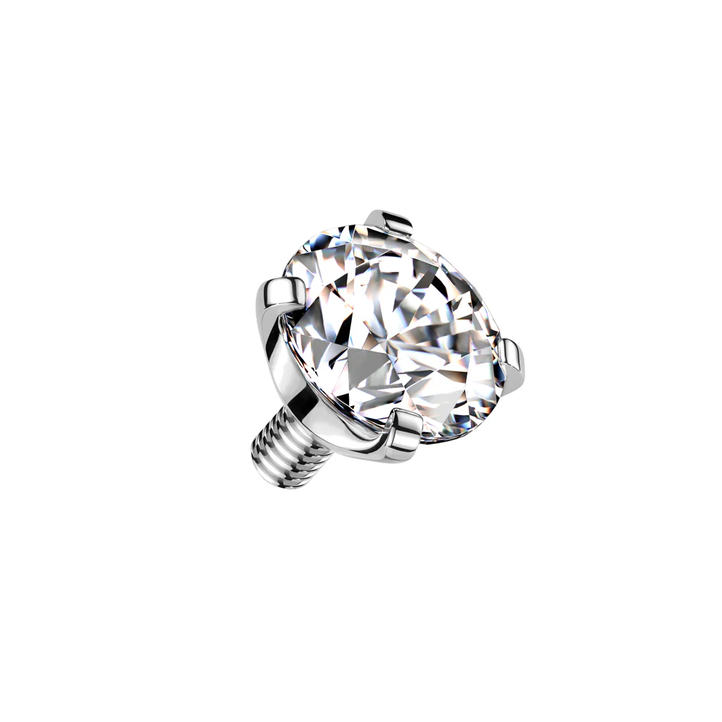 Titanium Internally Threaded Prong Round CZ Dermal Anchor Top 16G - Image 10