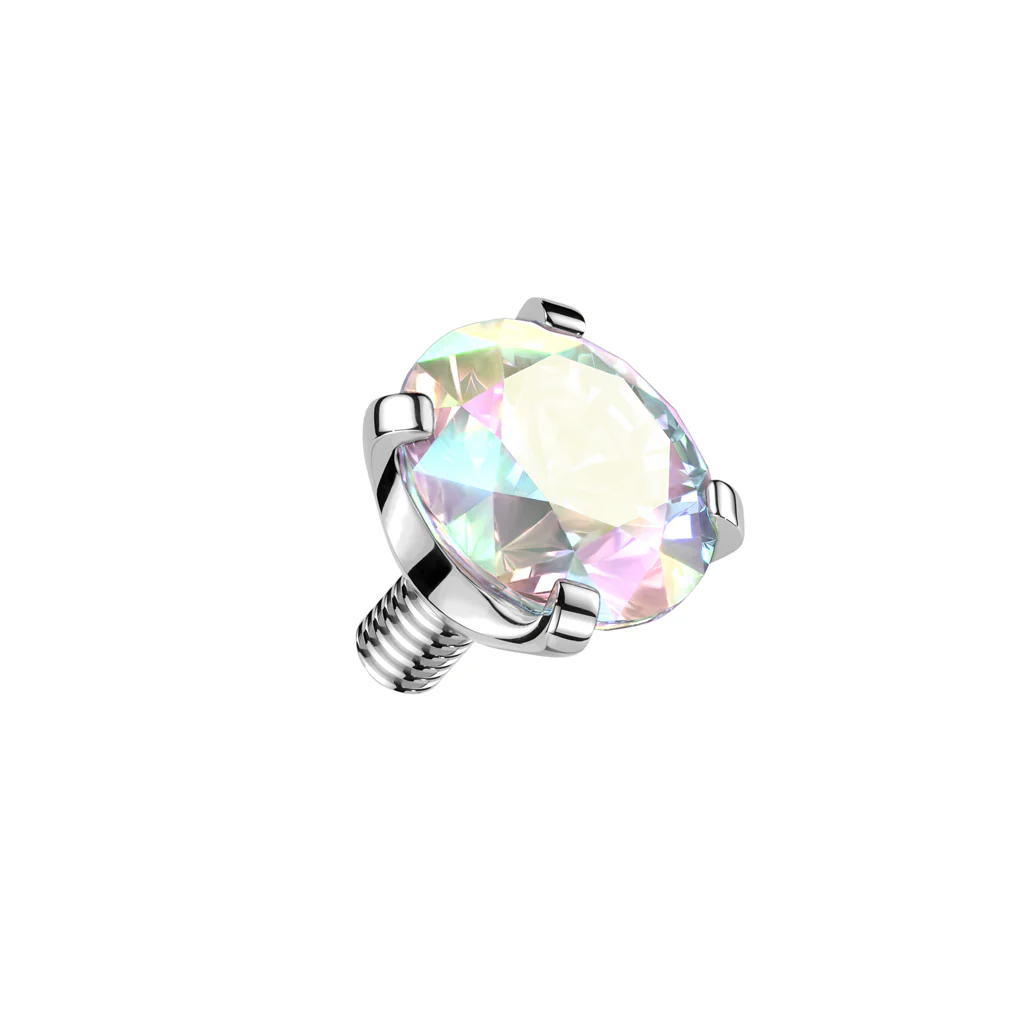 Titanium Internally Threaded Prong Round CZ Dermal Anchor Top 16G - Image 11