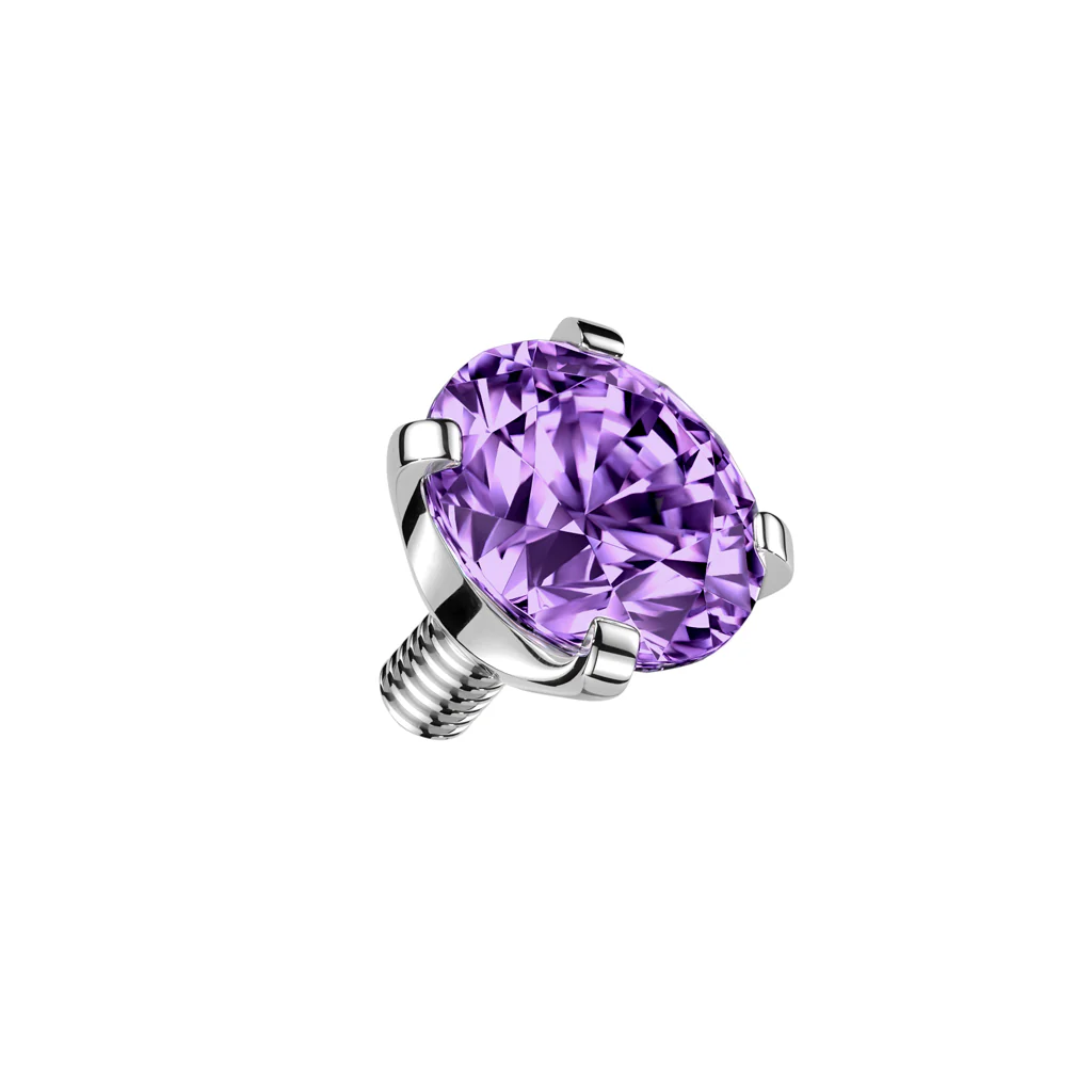 Titanium Internally Threaded Prong Round CZ Dermal Anchor Top 16G - Image 3