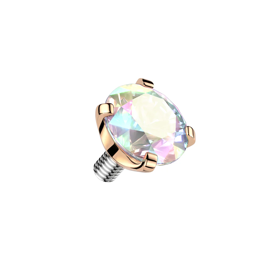 Titanium Internally Threaded Prong Round CZ Dermal Anchor Top 16G - Image 4