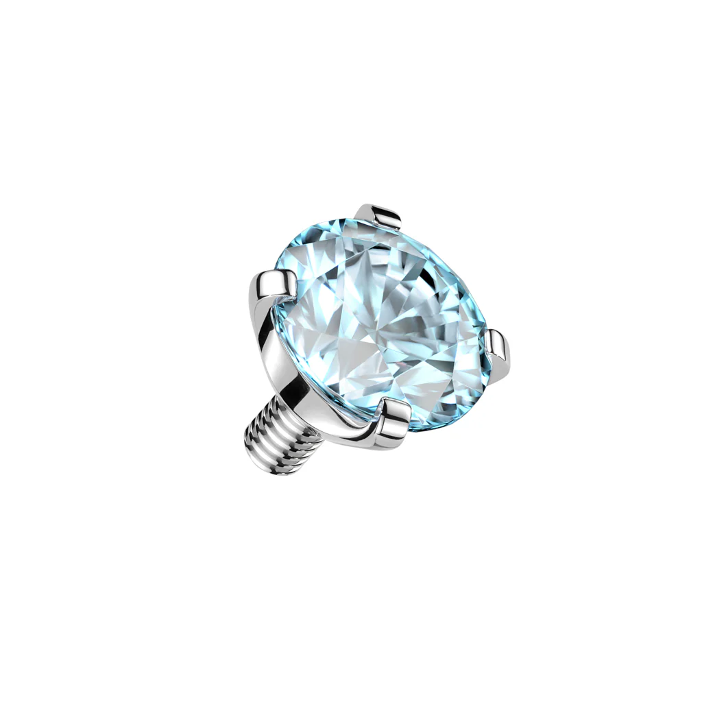 Titanium Internally Threaded Prong Round CZ Dermal Anchor Top 16G - Image 6