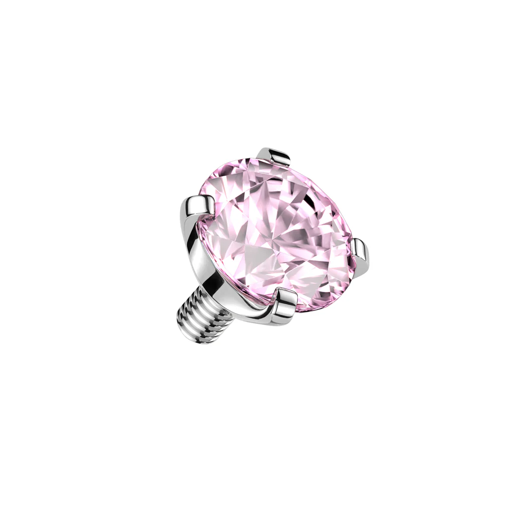 Titanium Internally Threaded Prong Round CZ Dermal Anchor Top 16G - Image 7