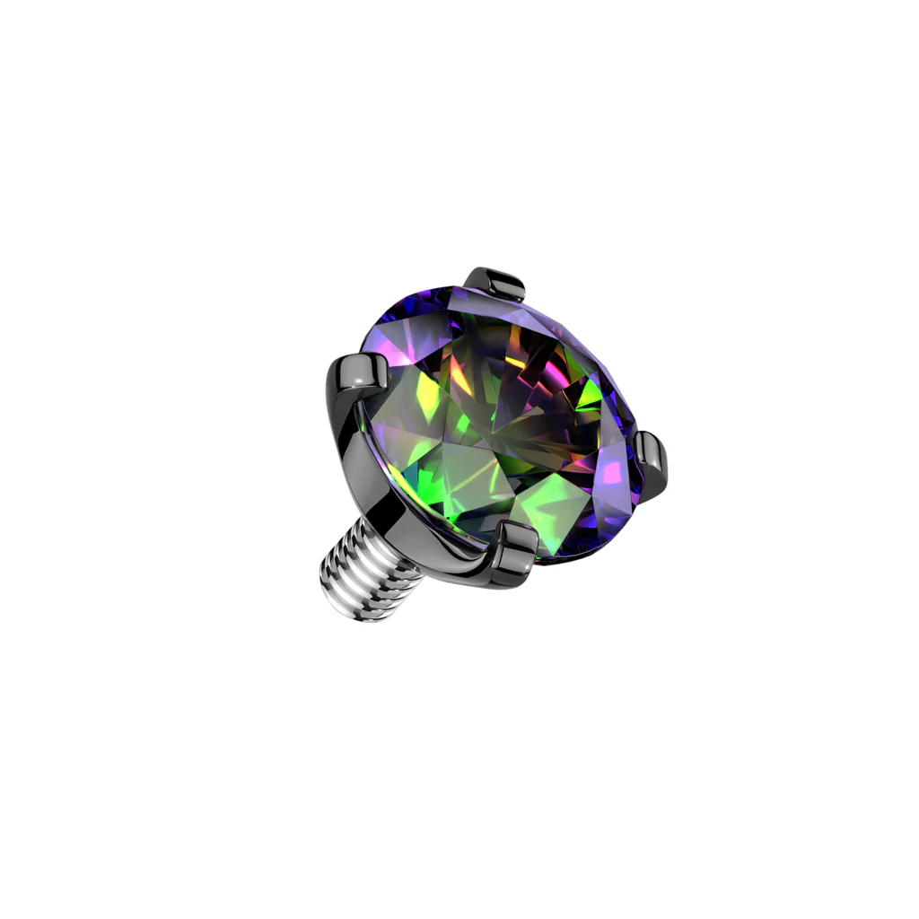 Titanium Internally Threaded Prong Round CZ Dermal Anchor Top 16G - Image 8