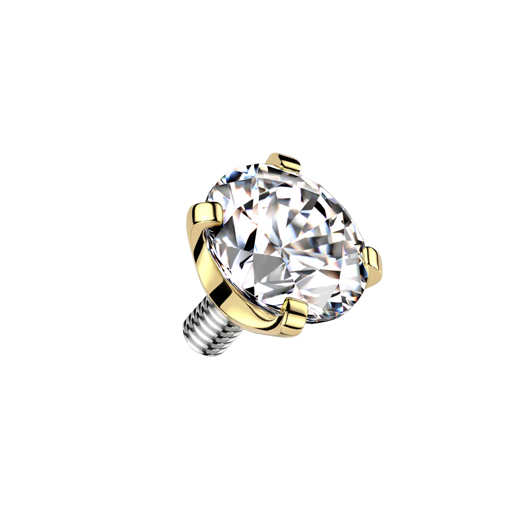 Titanium Internally Threaded Prong Round CZ Dermal Anchor Top 16G - Image 9