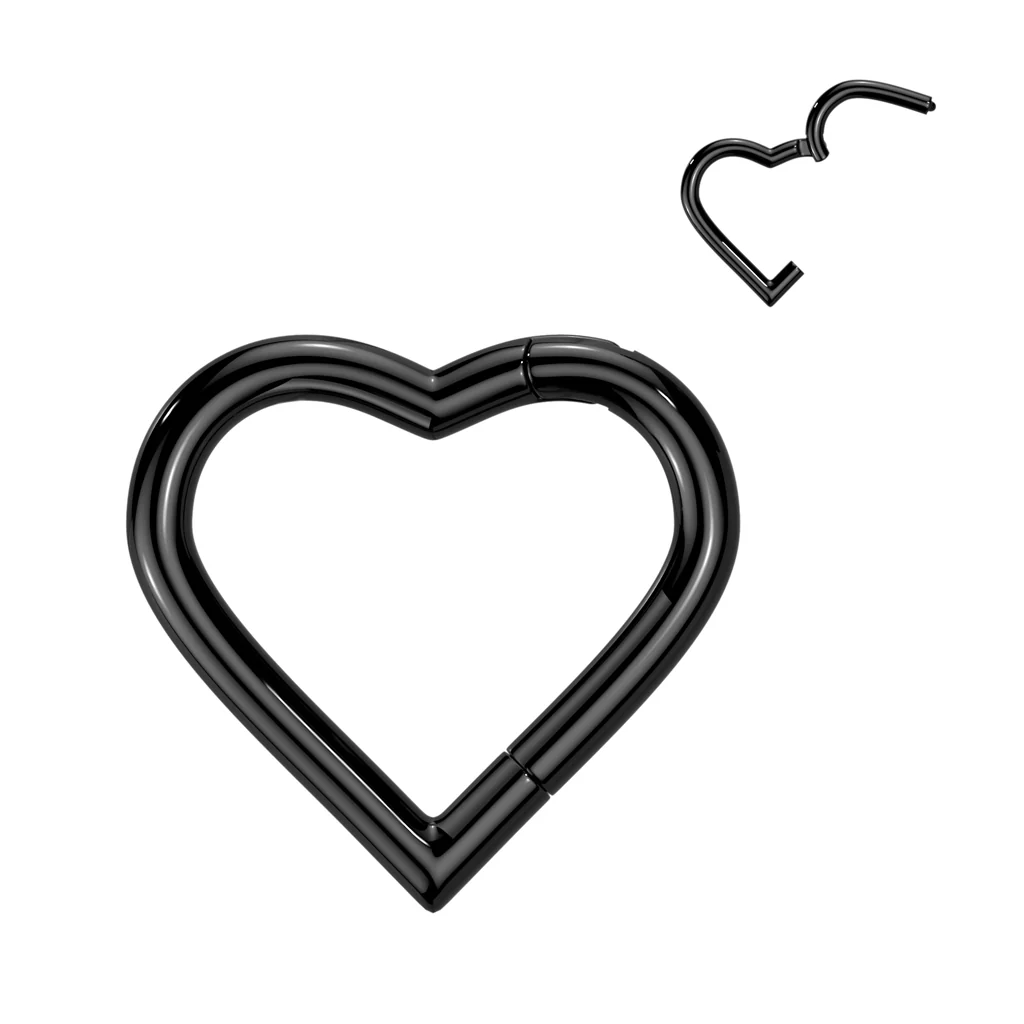 Titanium Hinged Segment Hoop Ring Heart For Nose Septum Cartilage - Image 3