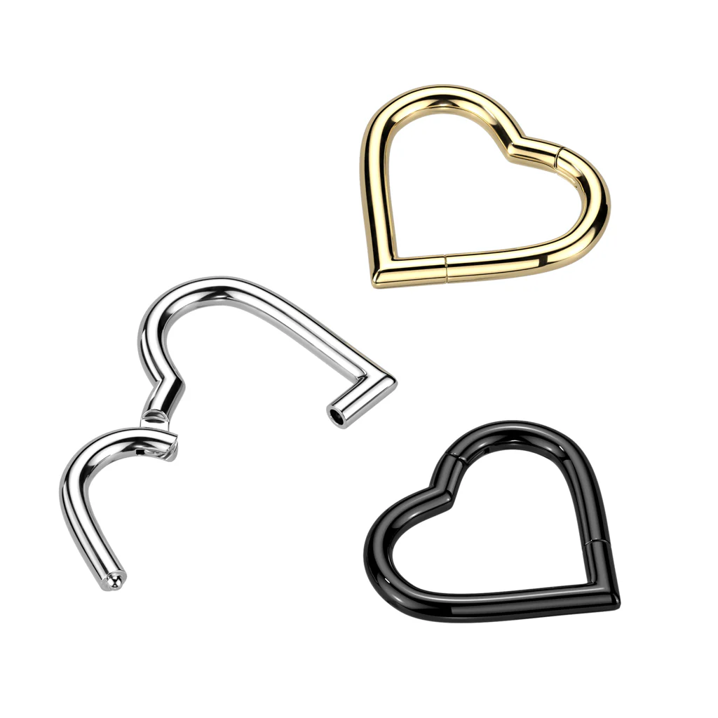 Titanium Hinged Segment Hoop Ring Heart For Nose Septum Cartilage - Image 4
