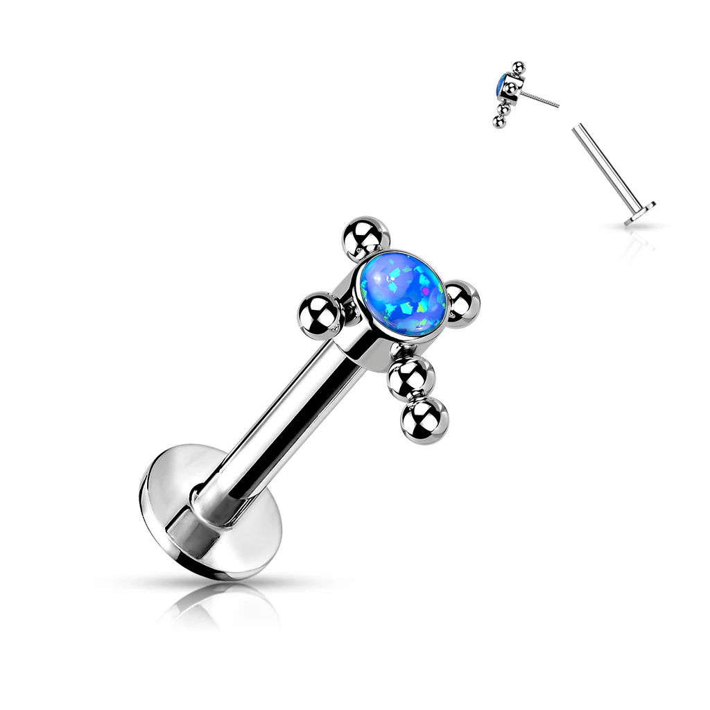 Implant Titanium Threadless Push In Opal & CZ Labret Cartilage - Image 7
