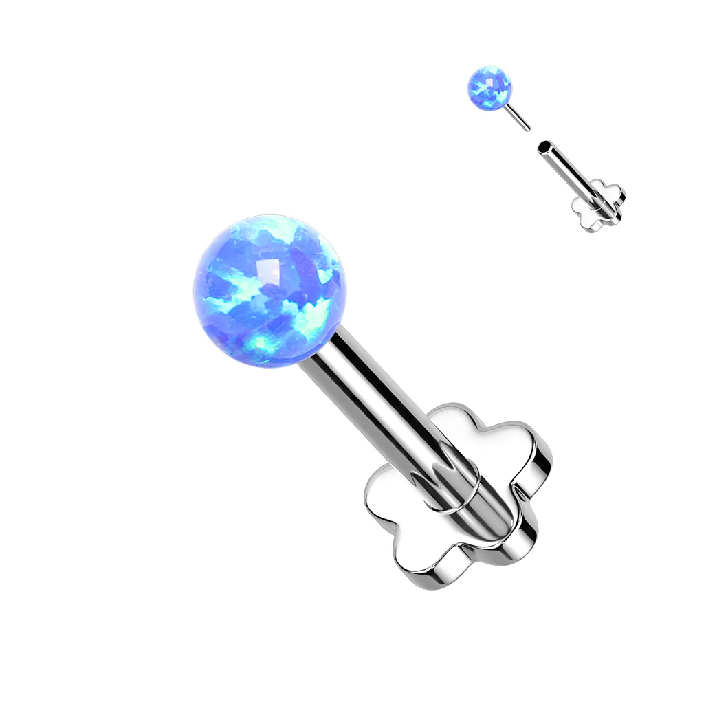 Titanium Threadless Push-In Opal Ball Top Labret Cartilage Tragus - Image 6