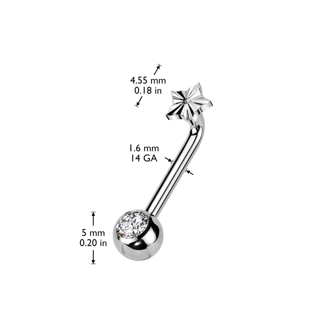 Implant Titanium L Bent Christina Piercing Jewelry With Star Diamond Cut Top - Image 2