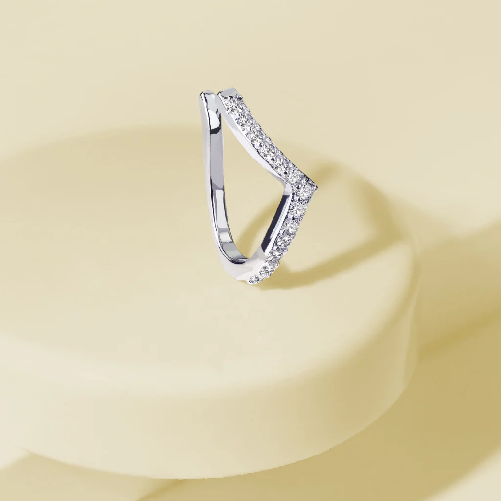 CZ Lined Chevron Non Piercing Nose Ring Ear Clips - Image 3