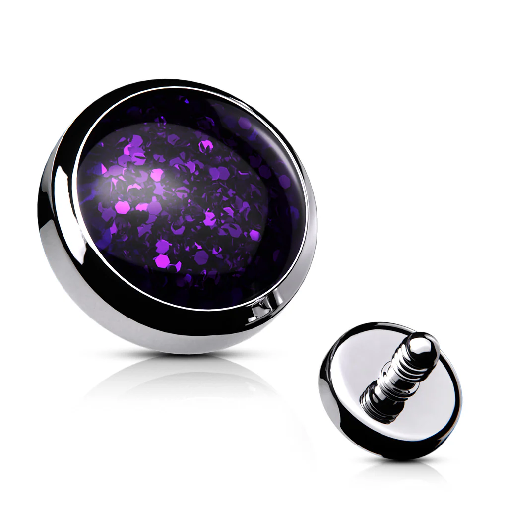 Mixed Sz Epoxy Covered Glitter Lip Top & Dermal Anchor Top Parts - Image 2