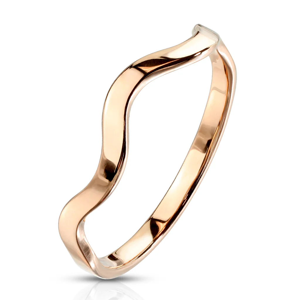 Wavy Line Stackable Rose Gold Rings
