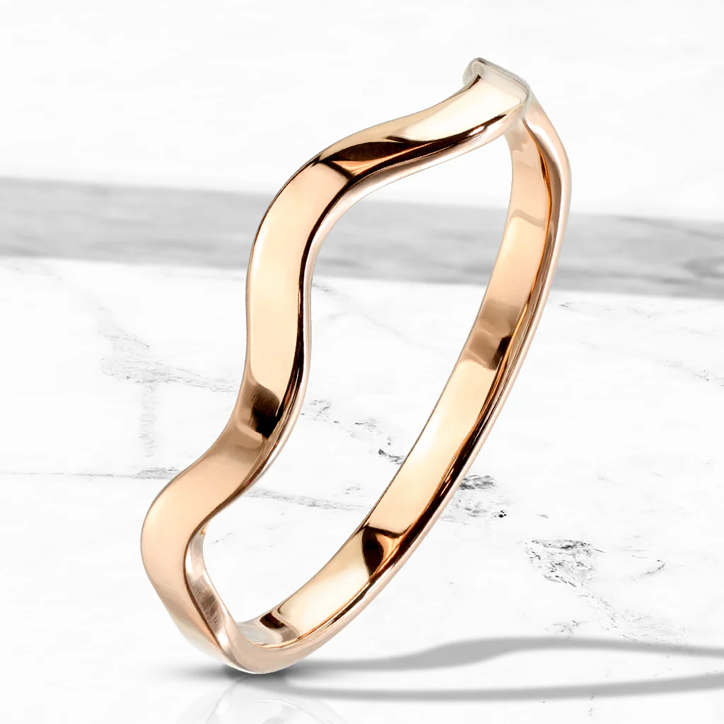 Wavy Line Stackable Rose Gold Rings - Image 2