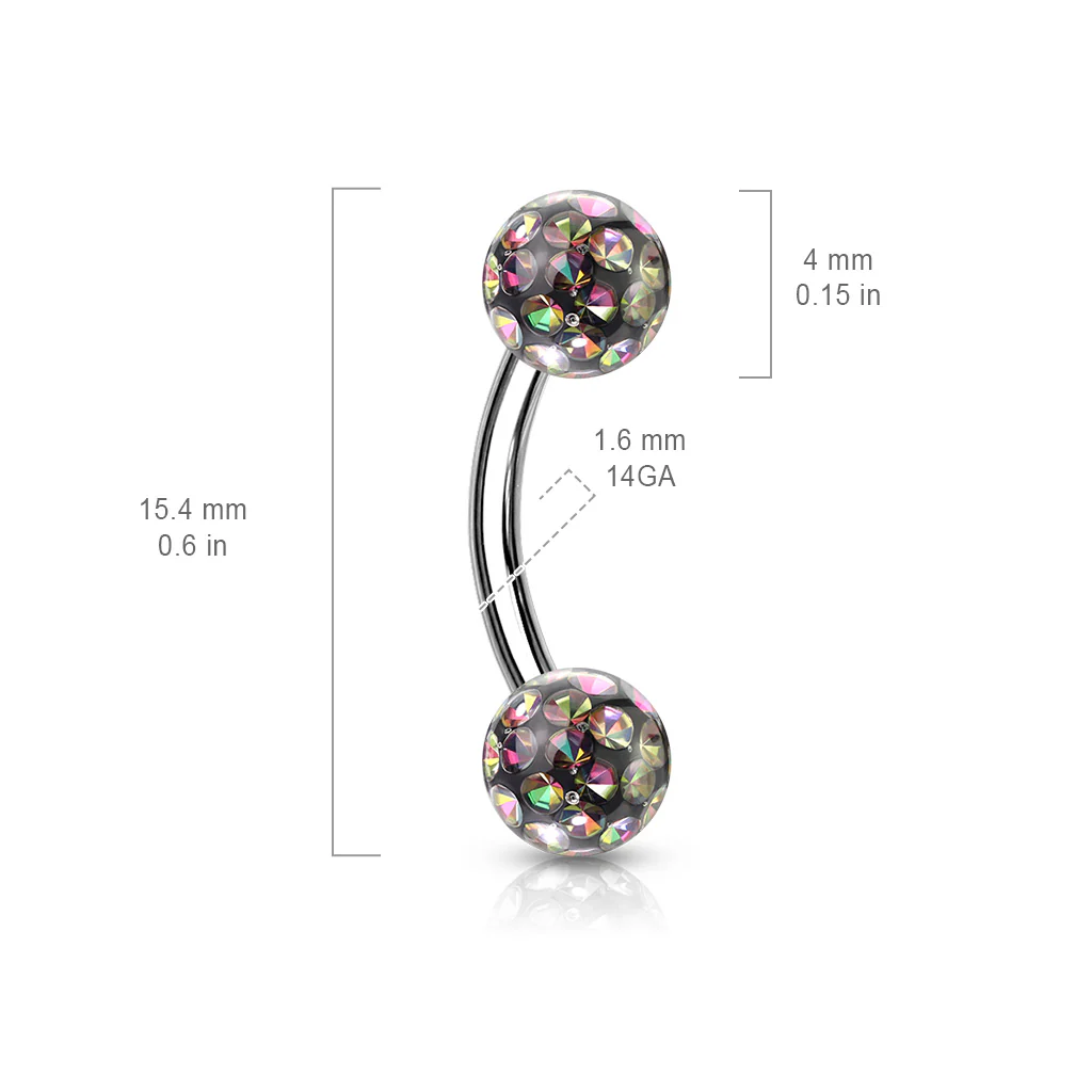 Epoxy Covered CZ Ferido Ball Curve Barbell Eyebrow Rings Daith - Image 2