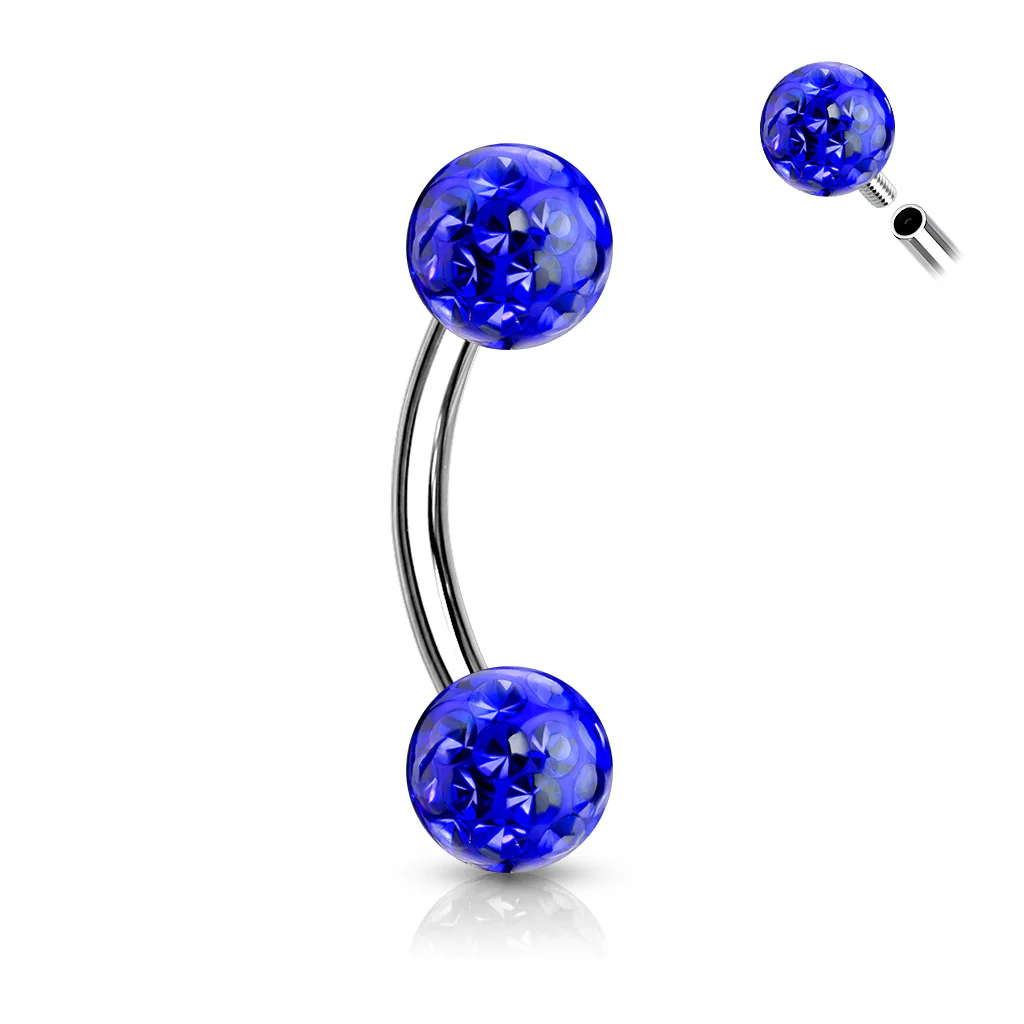 Epoxy Covered CZ Ferido Ball Curve Barbell Eyebrow Rings Daith - Image 4
