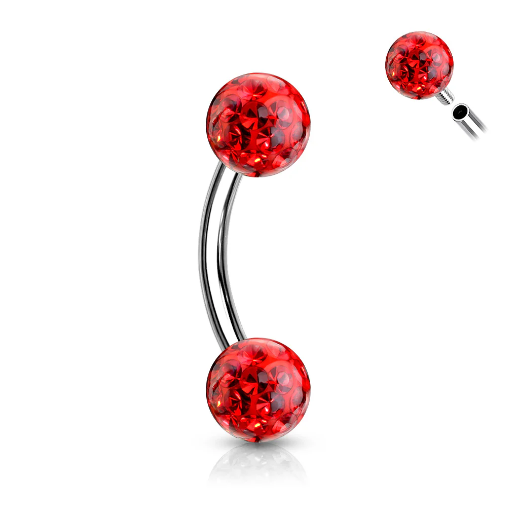 Epoxy Covered CZ Ferido Ball Curve Barbell Eyebrow Rings Daith - Image 5