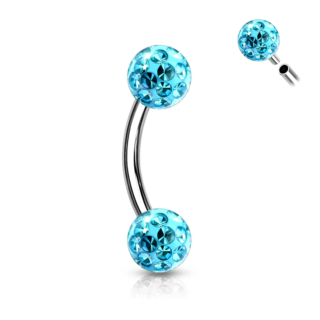Epoxy Covered CZ Ferido Ball Curve Barbell Eyebrow Rings Daith - Image 6